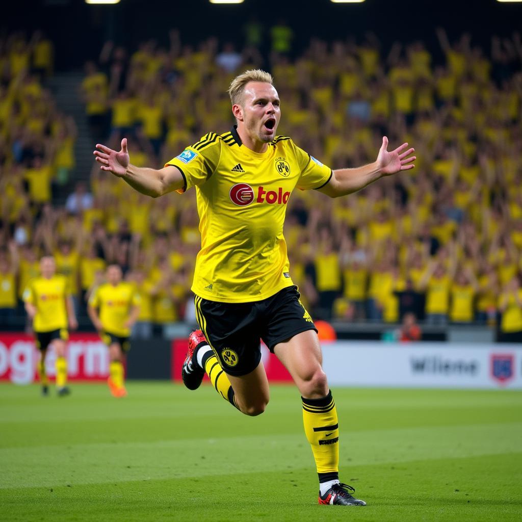 Haaland Celebrating a Goal in Dortmund