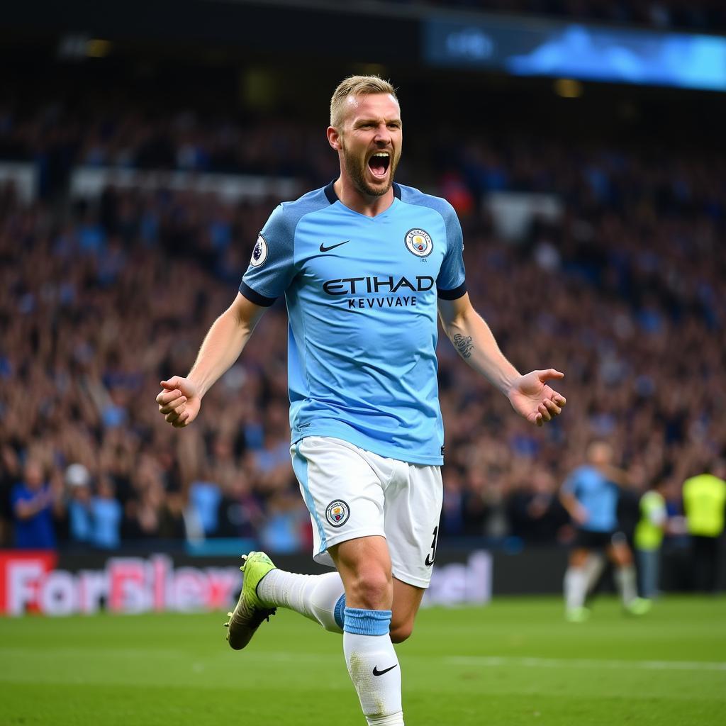 Erling Haaland celebrates a goal at the Etihad Stadium