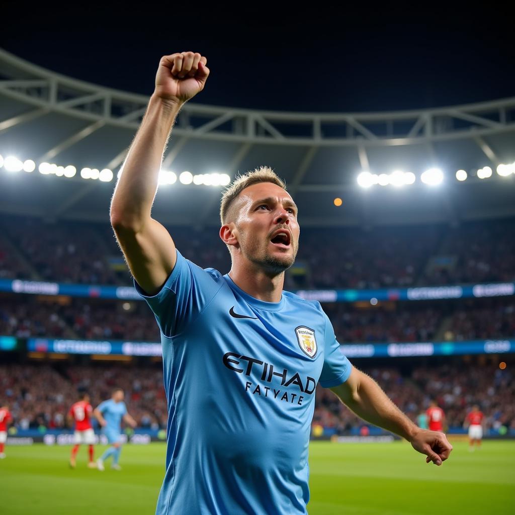 Haaland Celebrating a Goal at Etihad Stadium