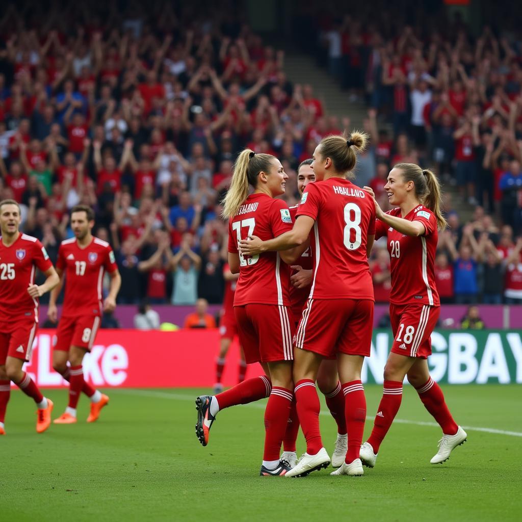 Haaland celebrating a goal for Norway