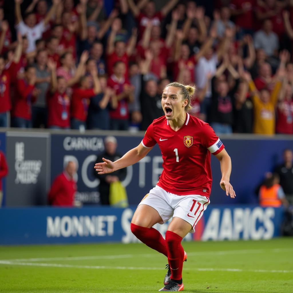 Haaland celebrating a Goal while fans sing the Keano Chant