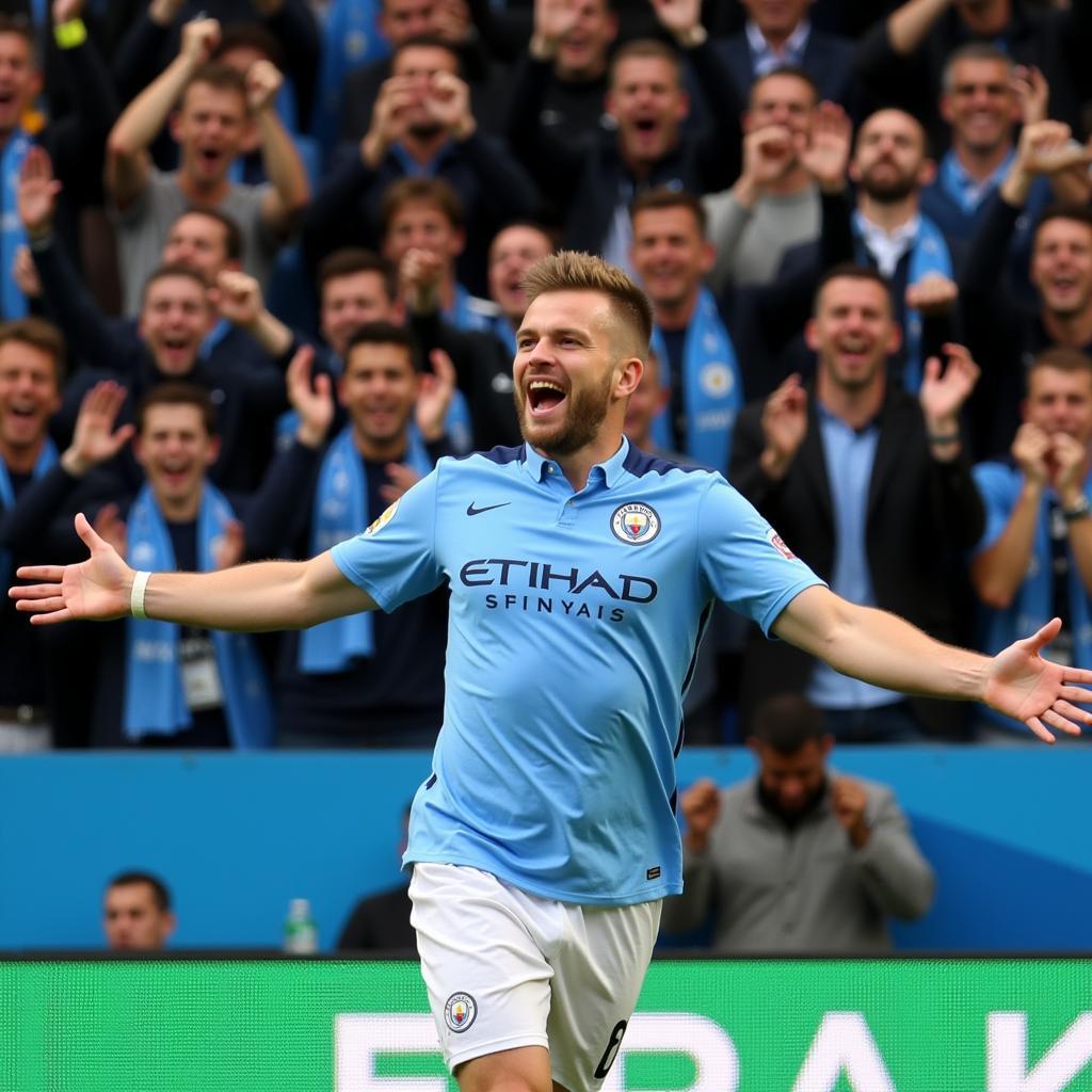 Erling Haaland Celebrating a Goal for Manchester City