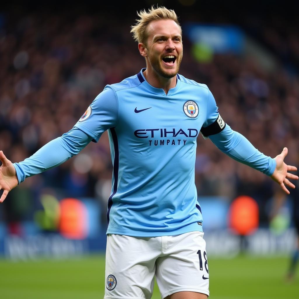 Erling Haaland celebrating a goal for Manchester City