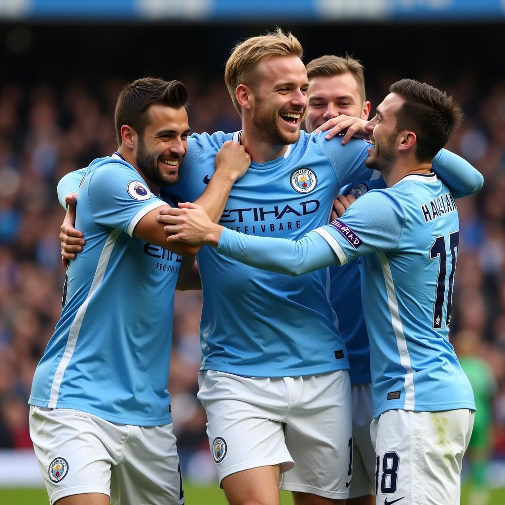 Haaland Celebrating Goal for Man City