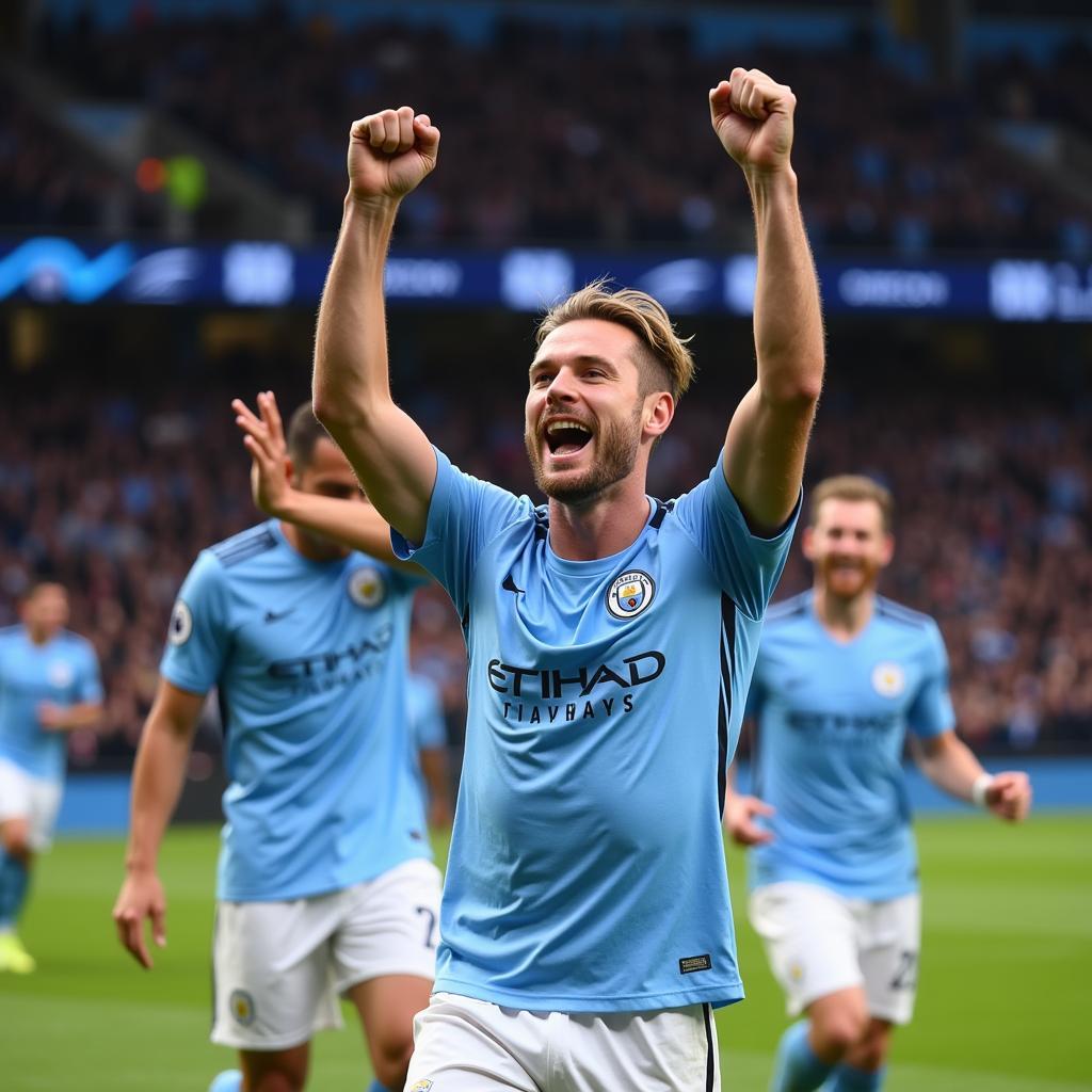 Haaland Celebrating a Goal for Man City