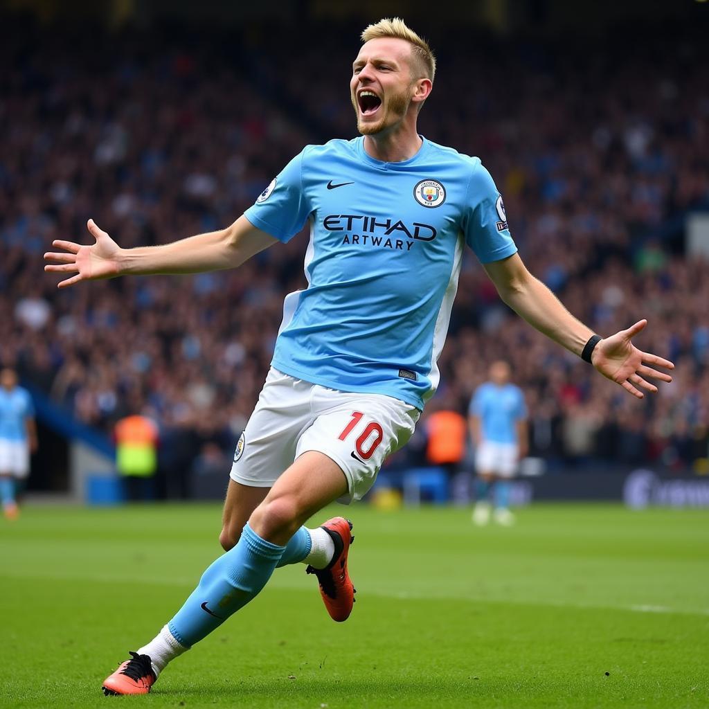 Erling Haaland celebrating a goal for Manchester City