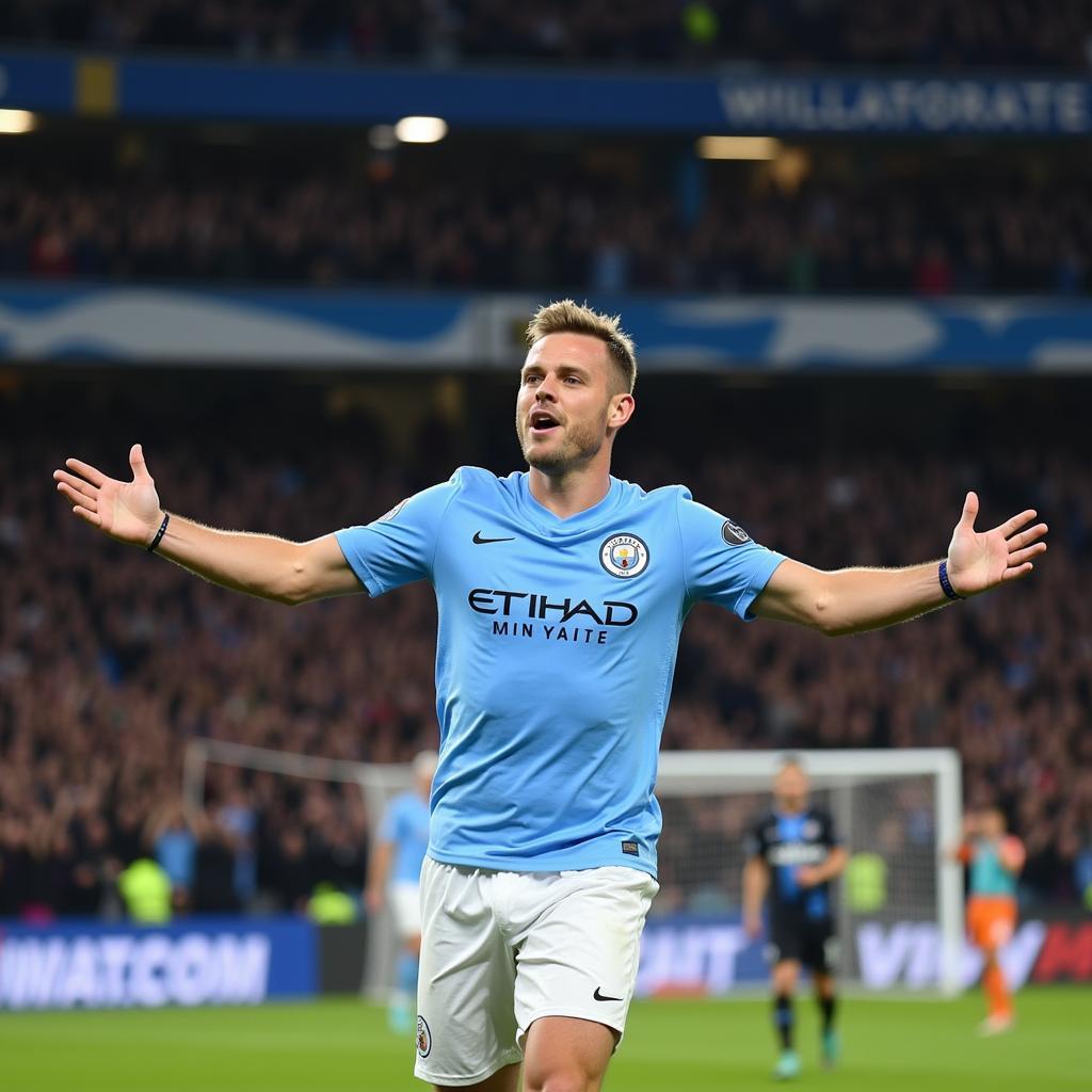 Erling Haaland celebrating a goal for Manchester City