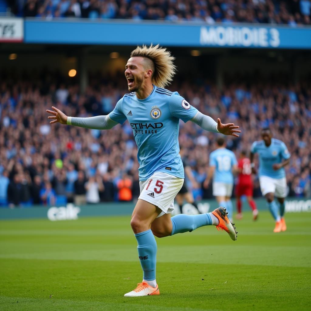 Haaland Celebrating Goal at Man City