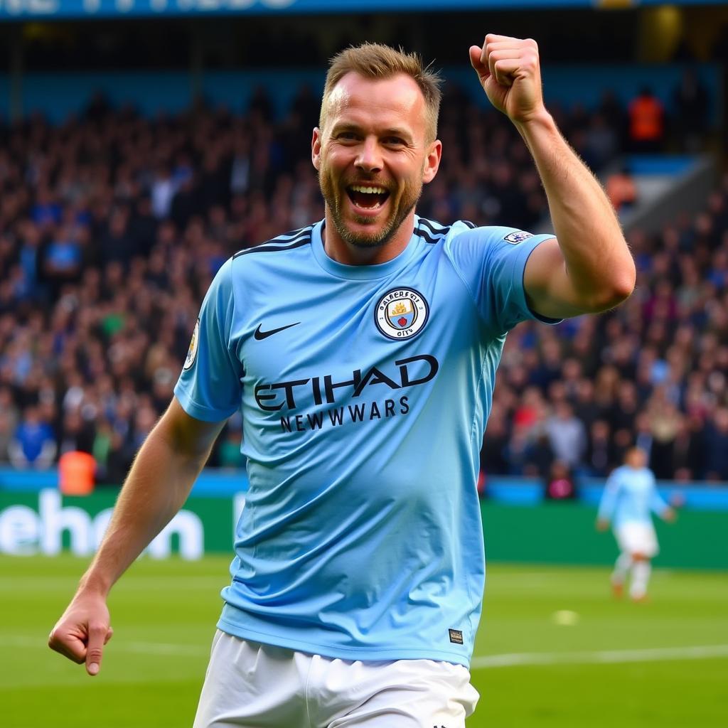 Haaland Celebrating a Goal for Man City