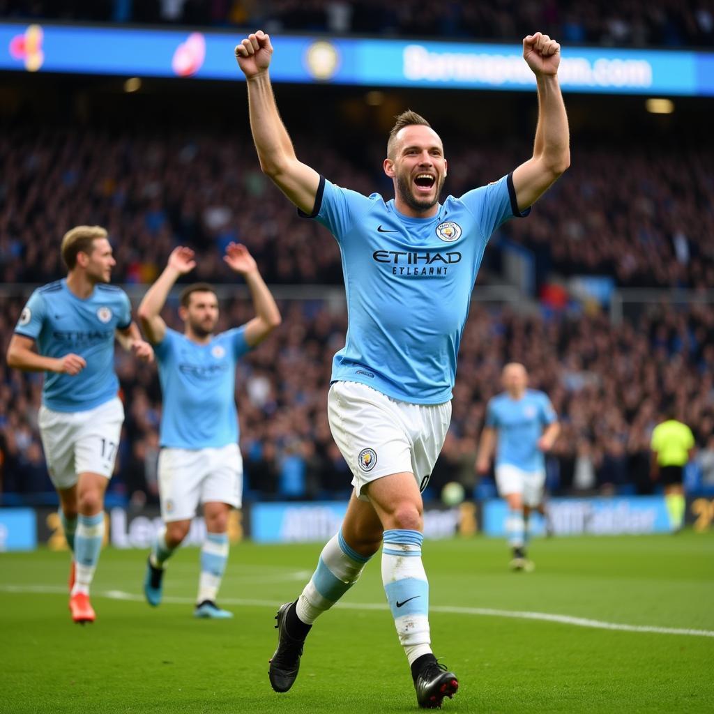 Erling Haaland celebrating a goal for Manchester City