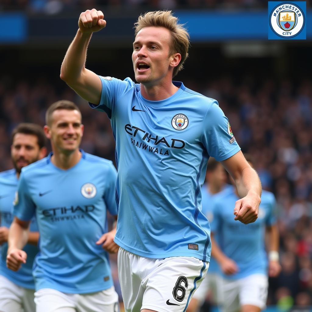 Erling Haaland celebrating a goal for Manchester City