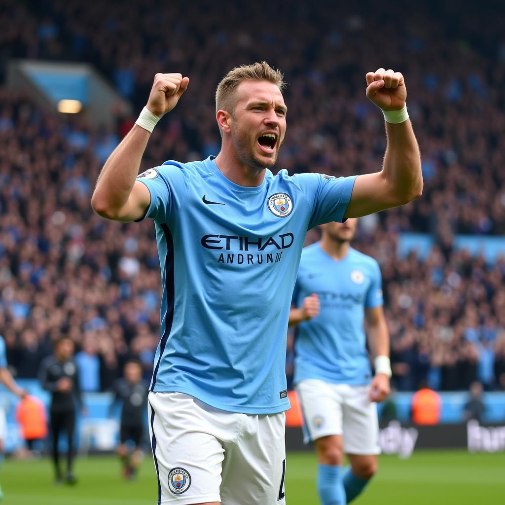 Erling Haaland celebrating a goal for Manchester City