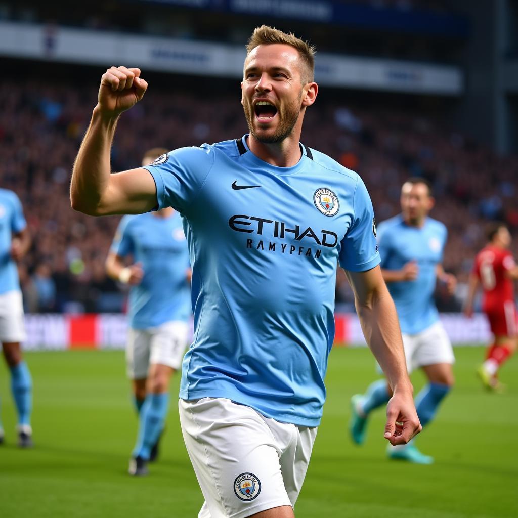 Erling Haaland celebrating a goal for Manchester City