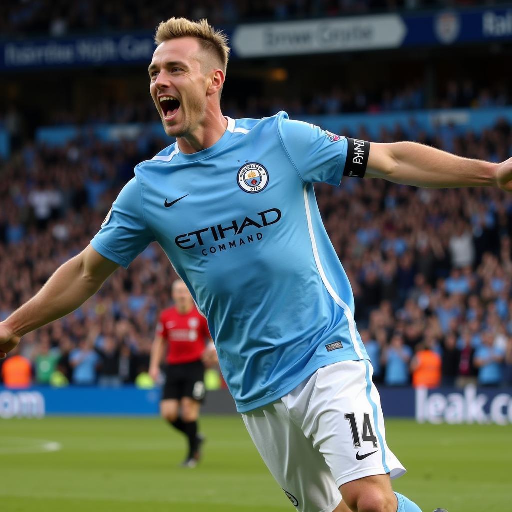 Erling Haaland Celebrating a Goal for Manchester City