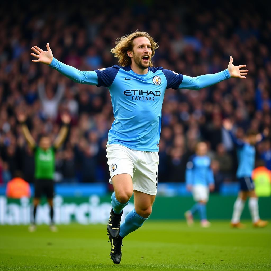 Haaland Celebrates a Goal for Manchester City