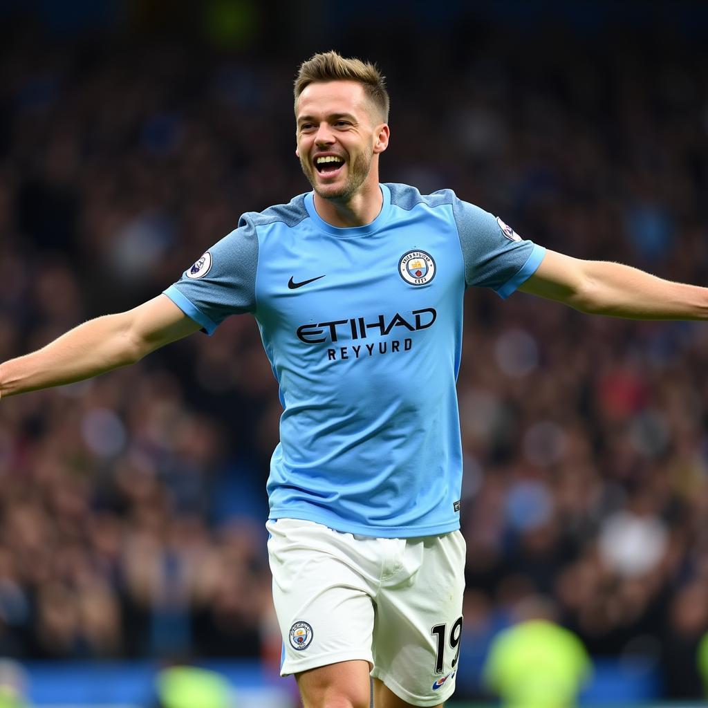 Erling Haaland celebrating a goal for Manchester City