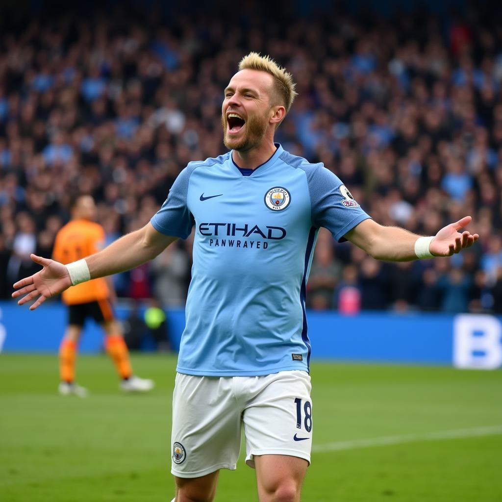 Erling Haaland Celebrates a Goal for Manchester City