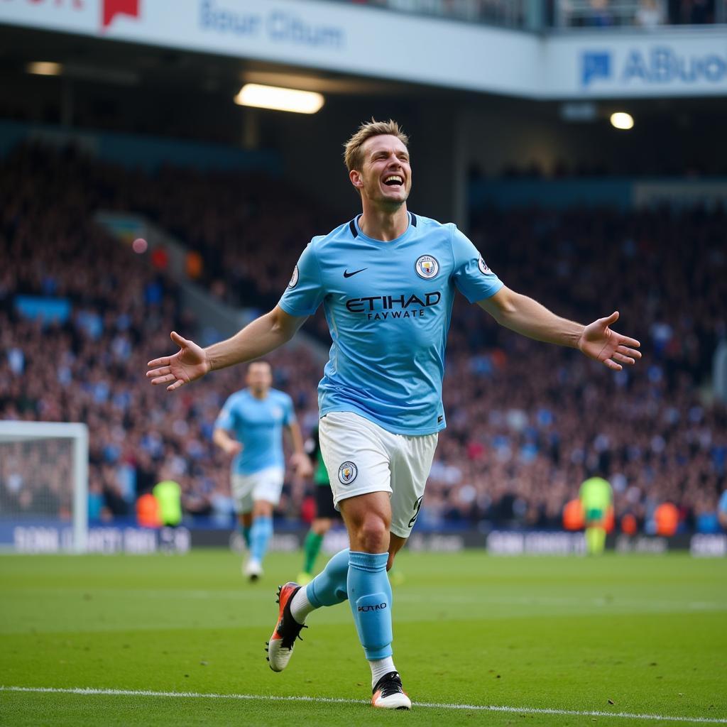 Erling Haaland Celebrating a Goal for Manchester City