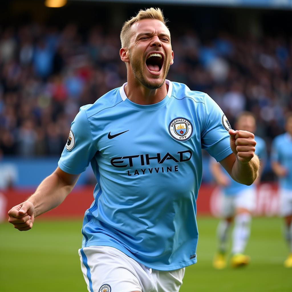 Haaland Celebrating Goal for Manchester City