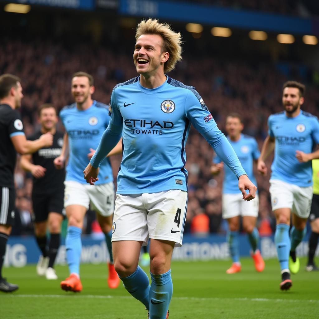 Haaland Celebrating Goal for Manchester City