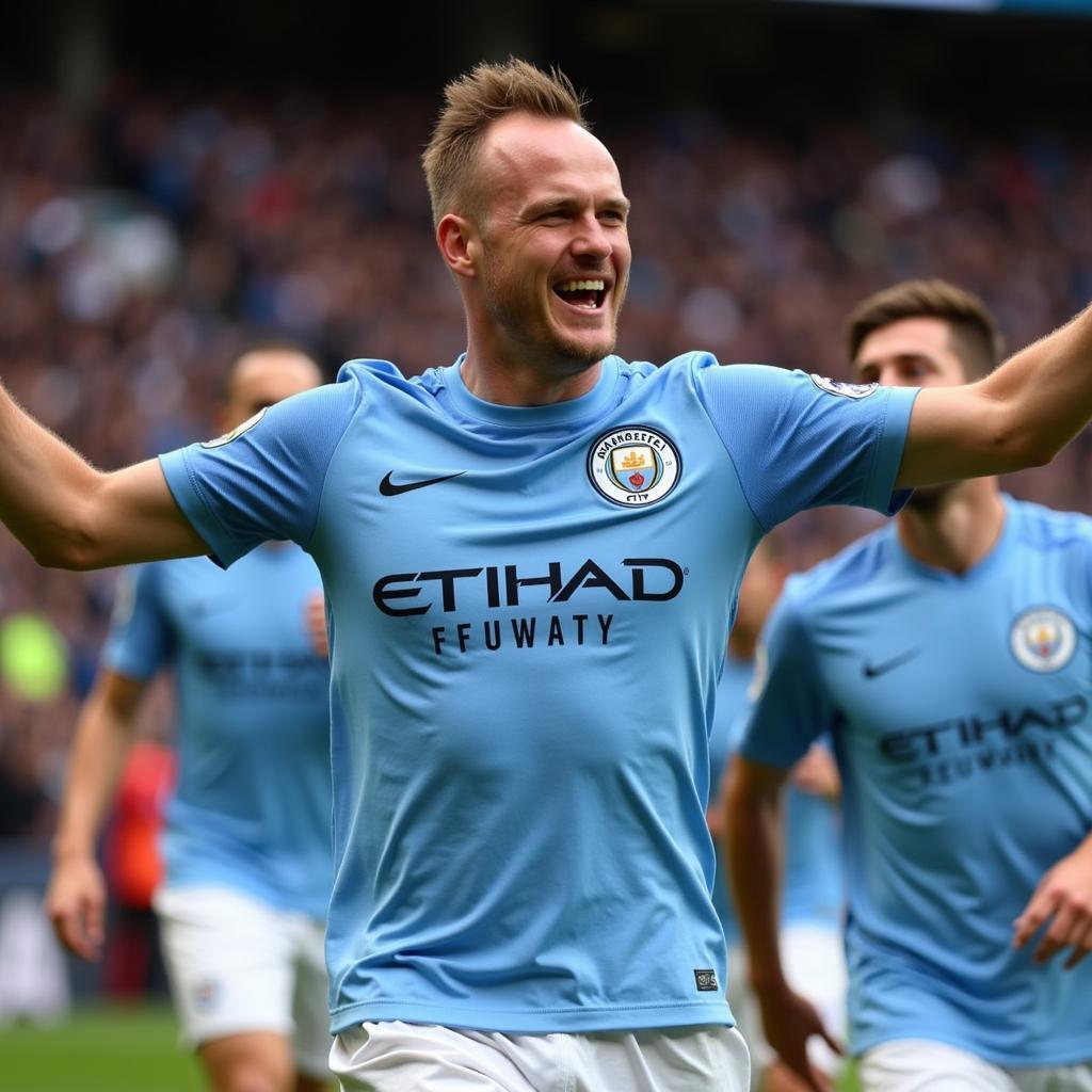 Erling Haaland celebrating a goal for Manchester City