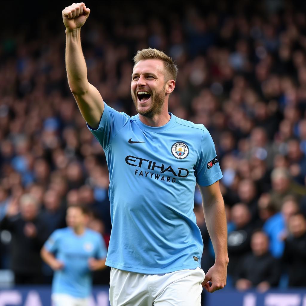 Haaland celebrates a goal for Manchester City