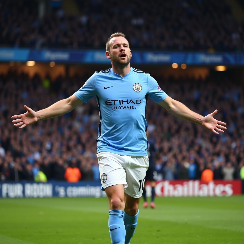 Erling Haaland celebrates a goal for Manchester City