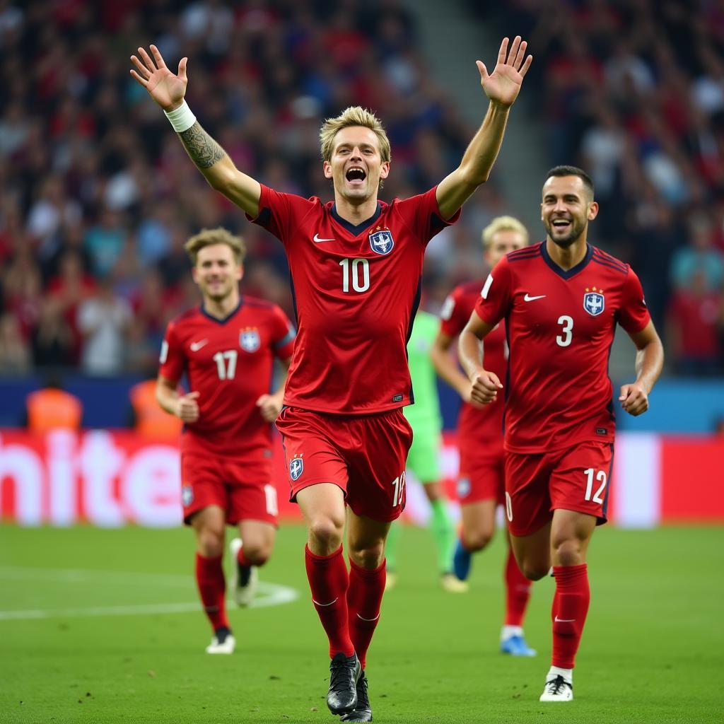 Erling Haaland celebrating a goal for Norway