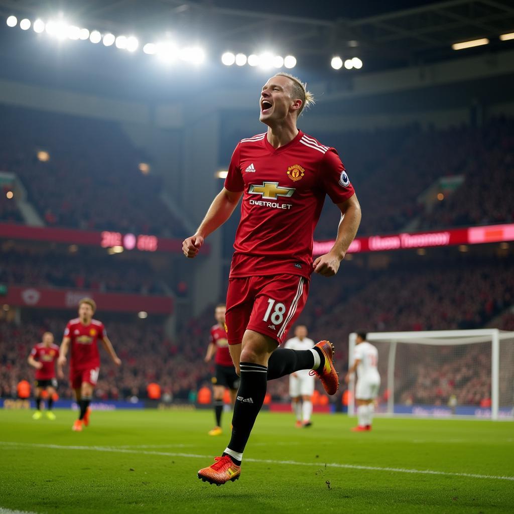 Haaland Celebrating a Goal at Old Trafford