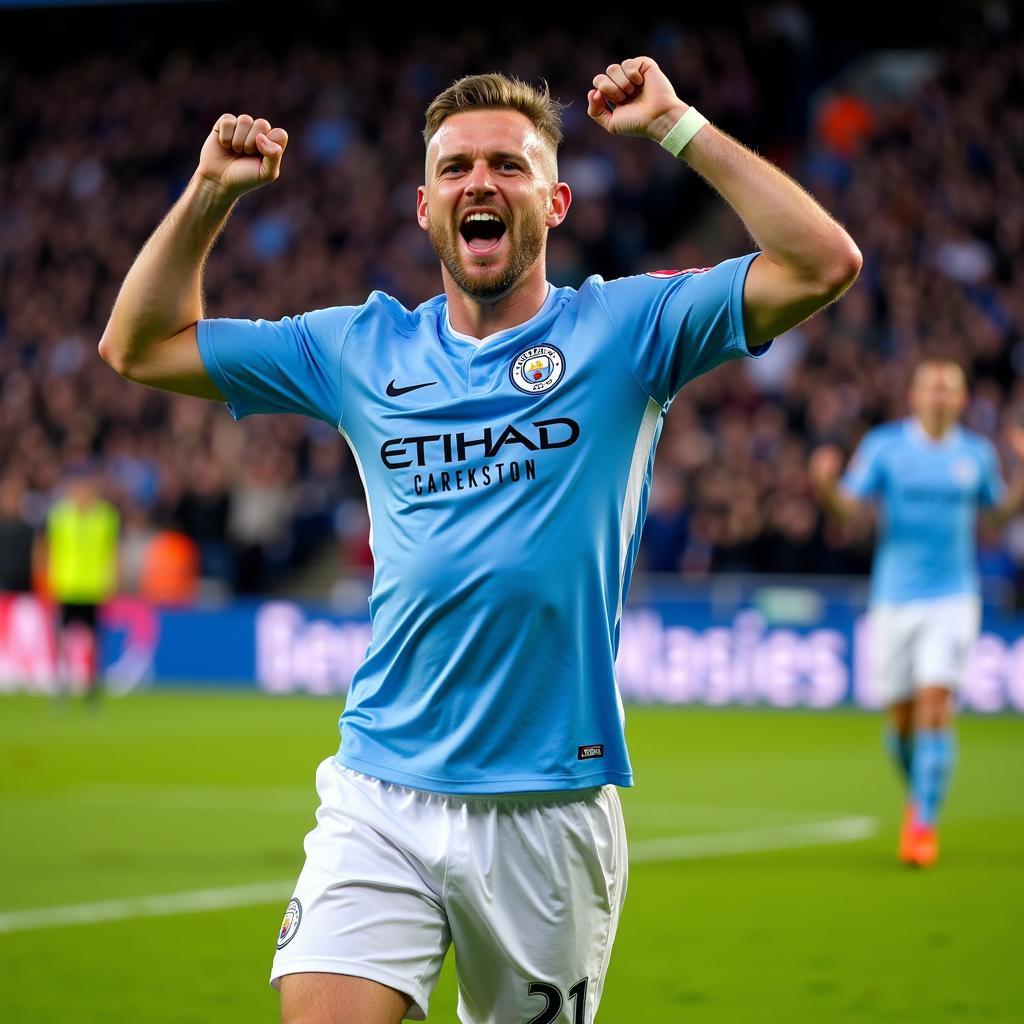 Erling Haaland celebrating a Premier League goal