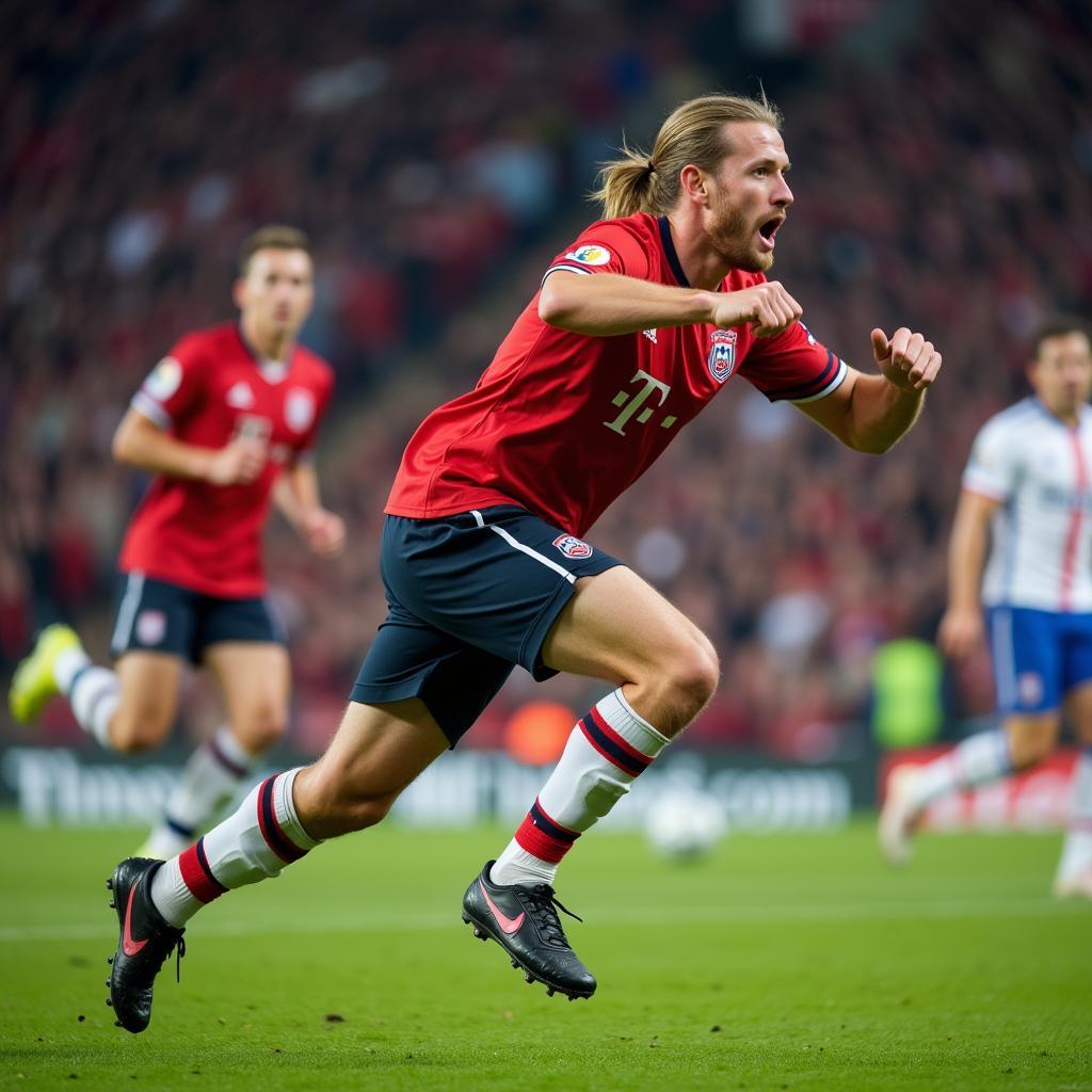 Haaland Celebrating a Goal in Real Match