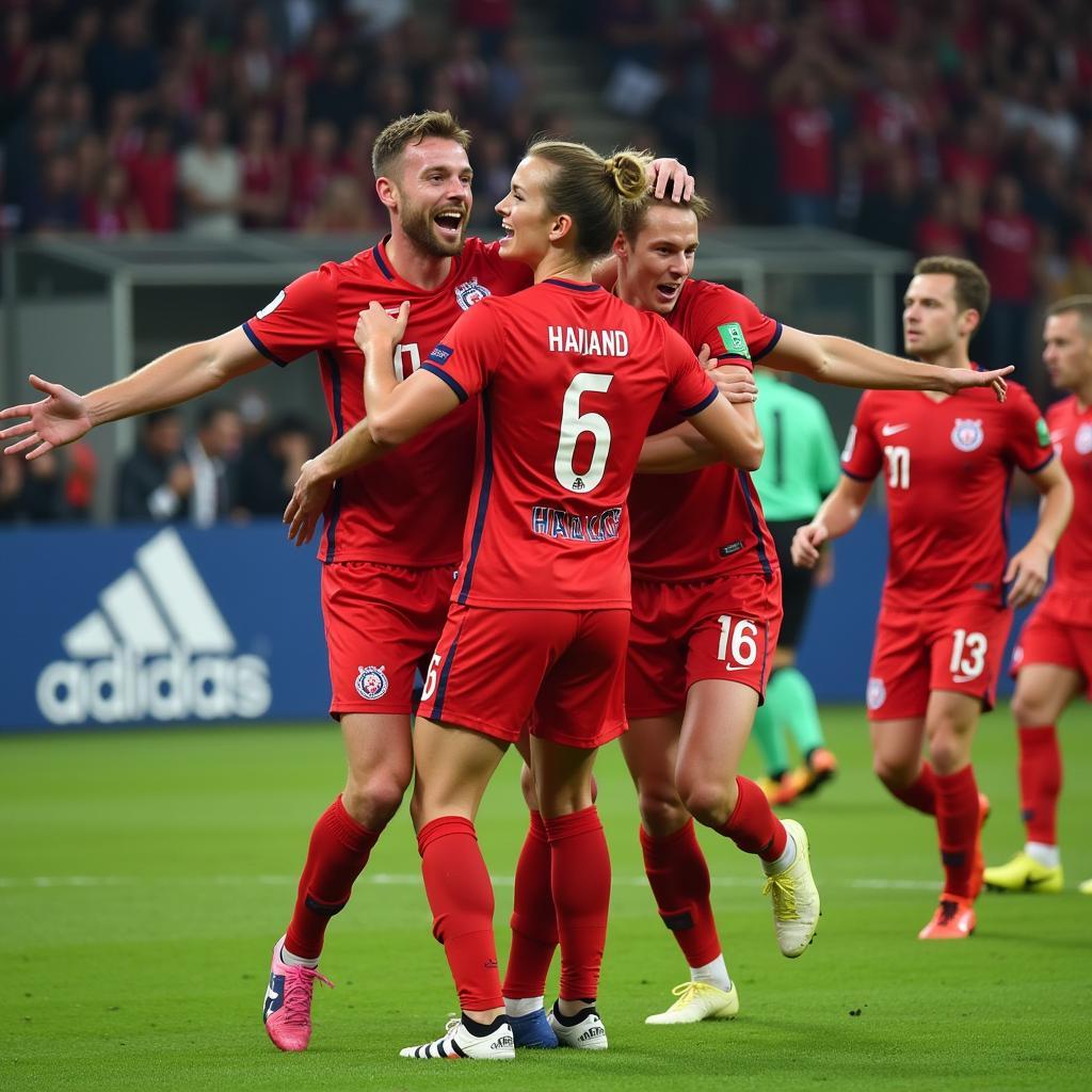 Haaland Celebrating Goal with Teammates