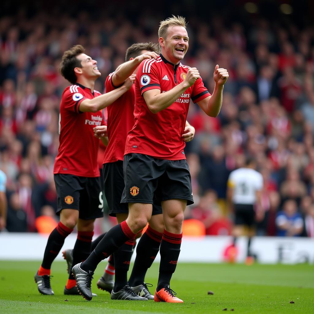 Haaland celebrates a header goal in the Manchester Derby