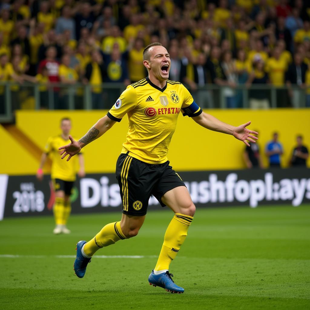 Haaland Celebrating in Front of the Yellow Wall