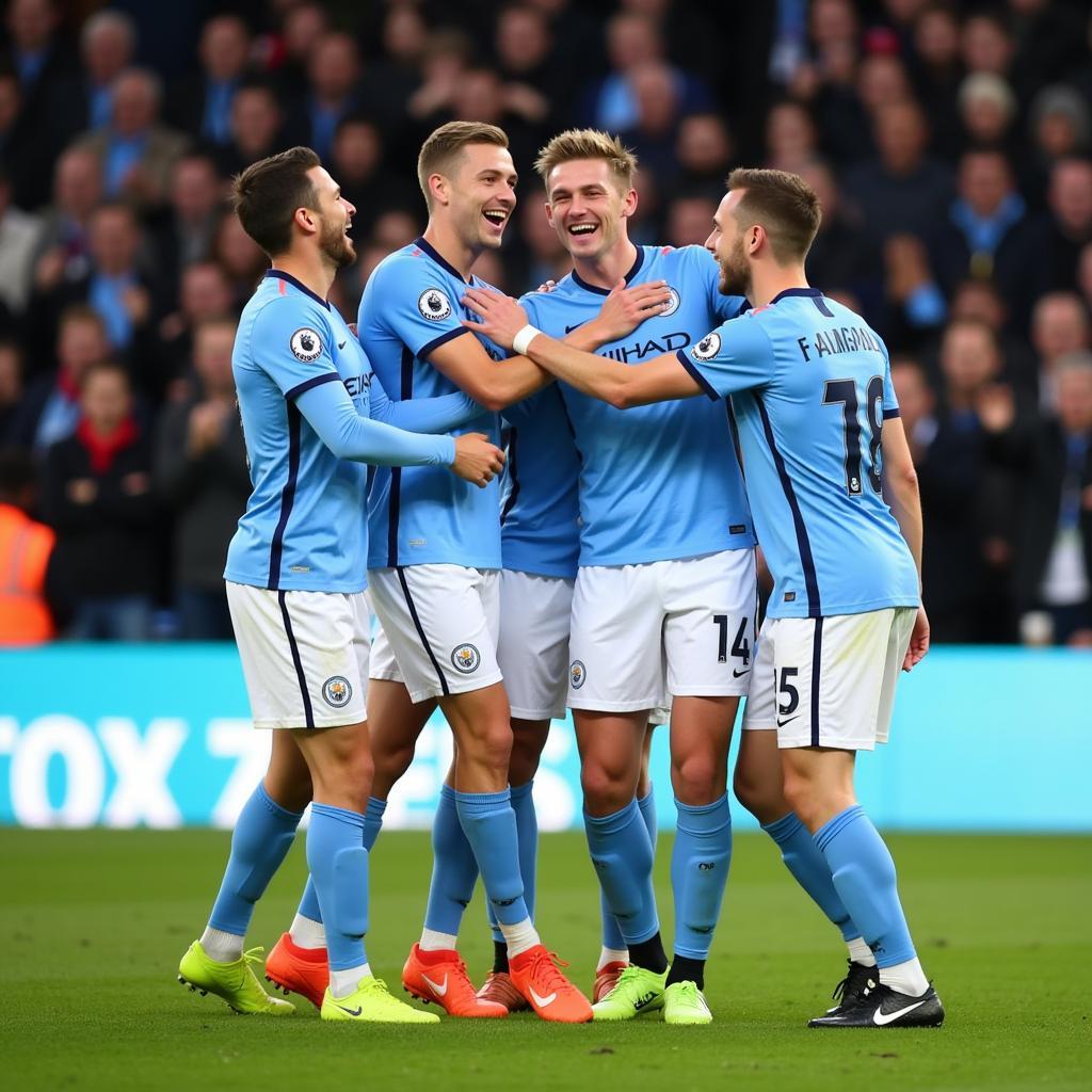 Haaland celebrating a Manchester City win against Manchester United