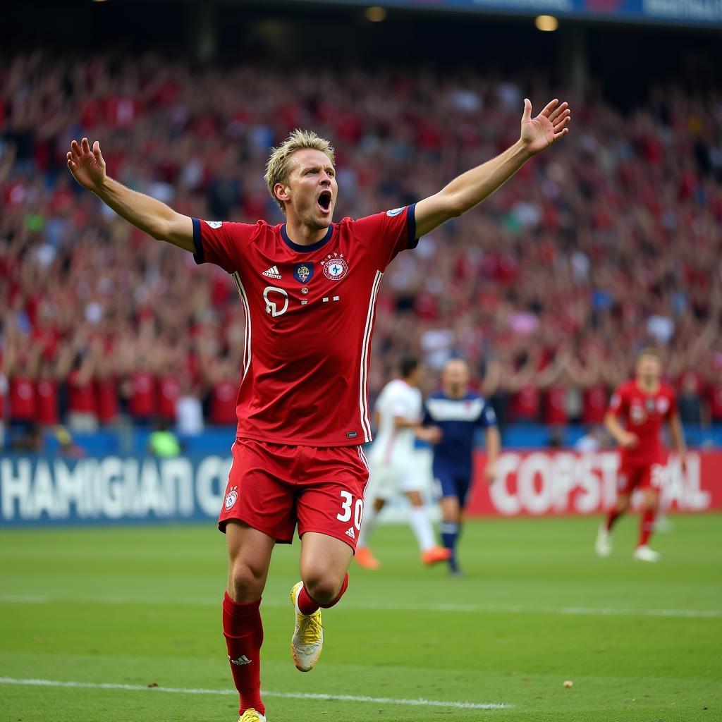 Erling Haaland celebrates a goal for Norway