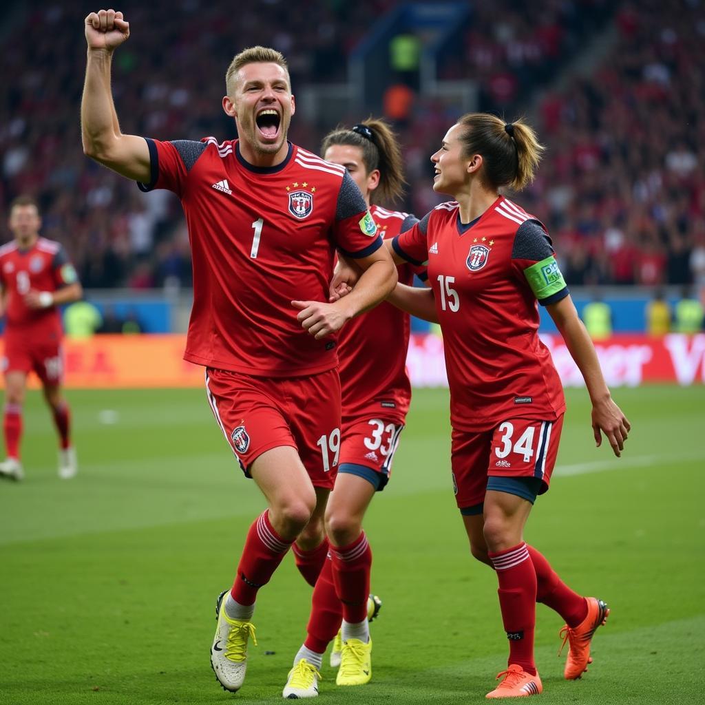 Haaland celebrating a goal for Norway