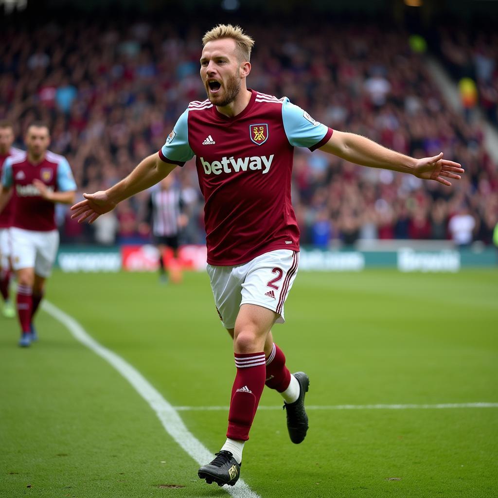 Haaland celebrates his second goal against West Ham