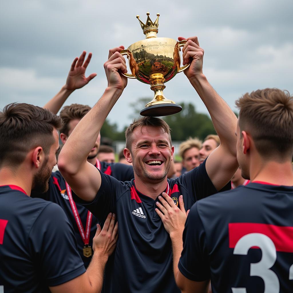 Haaland Celebrating a Trophy Win