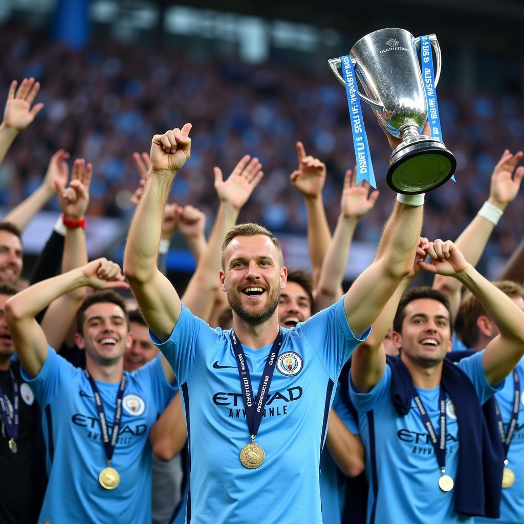 Haaland Celebrating with City Fans