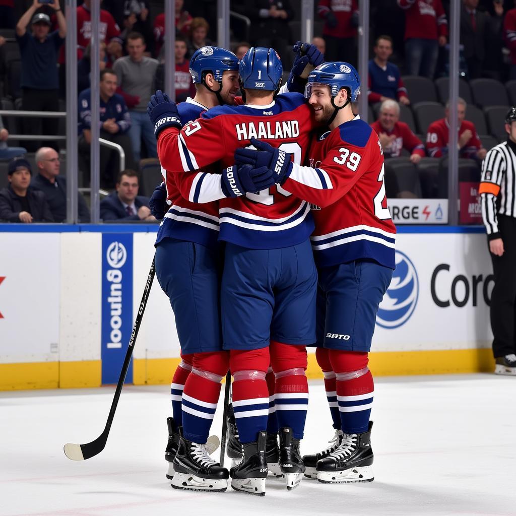 Erling Haaland Celebrating with Teammates