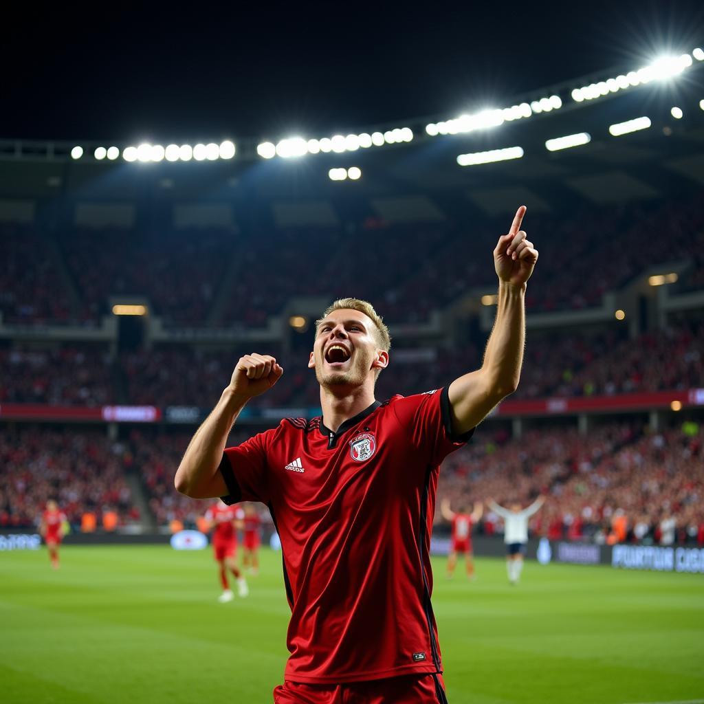 Erling Haaland celebrating a Champions League goal