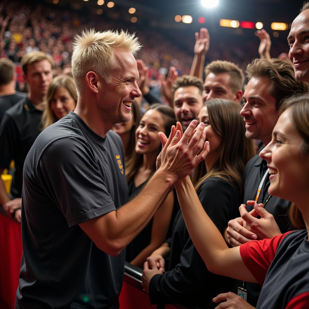 Haaland celebrates with fans