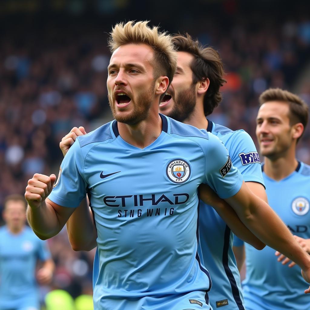 Haaland Celebrates a Goal for Manchester City