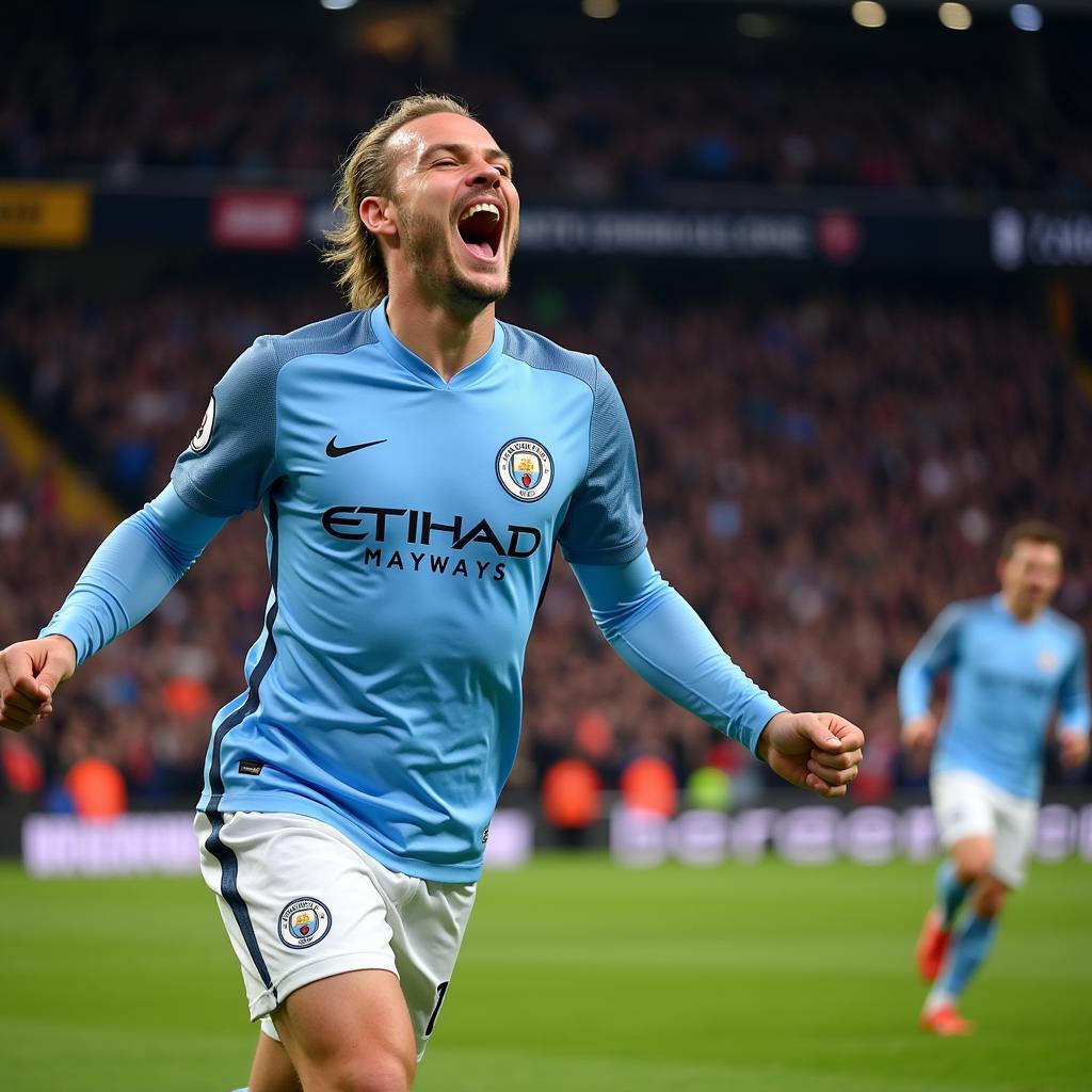 Erling Haaland Celebrating a Goal for Manchester City