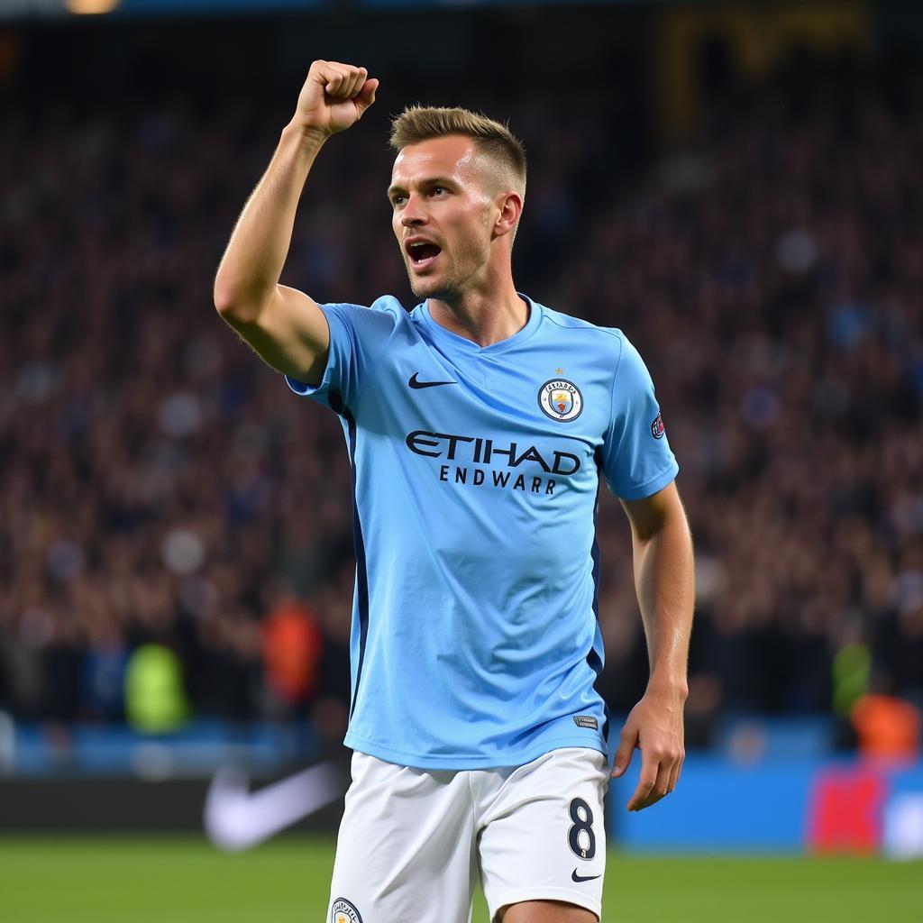 Erling Haaland Celebrates a Goal for Manchester City