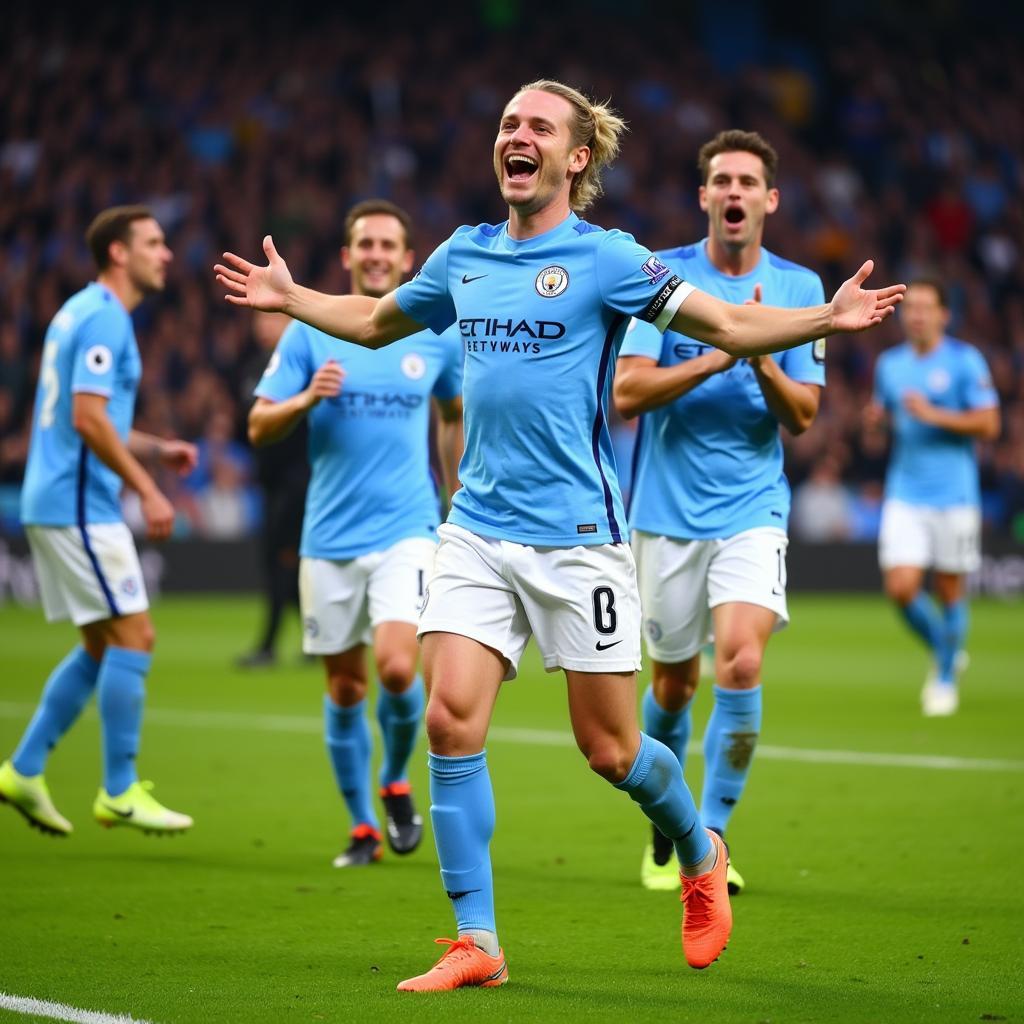 Erling Haaland Celebrating a Goal for Manchester City