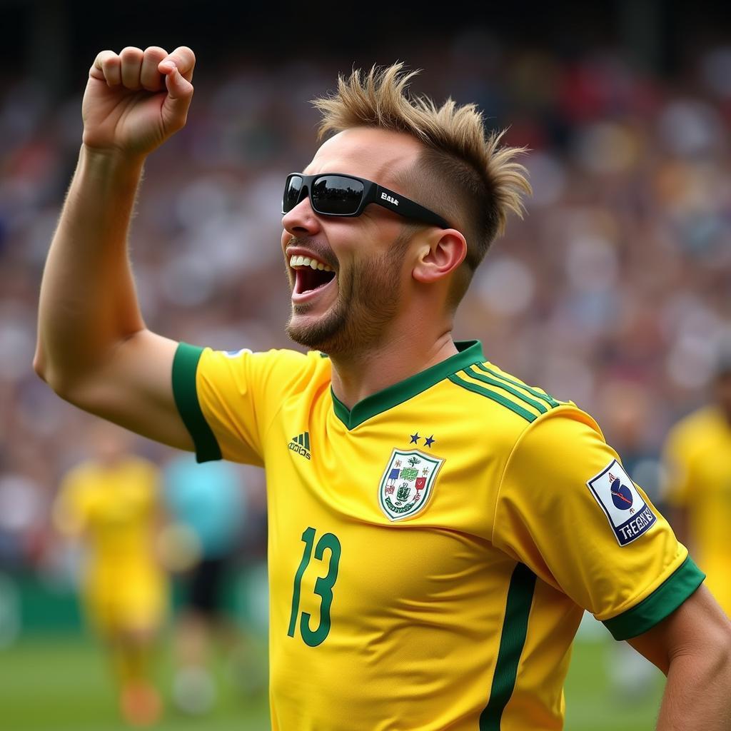 Erling Haaland celebrating in sunglasses