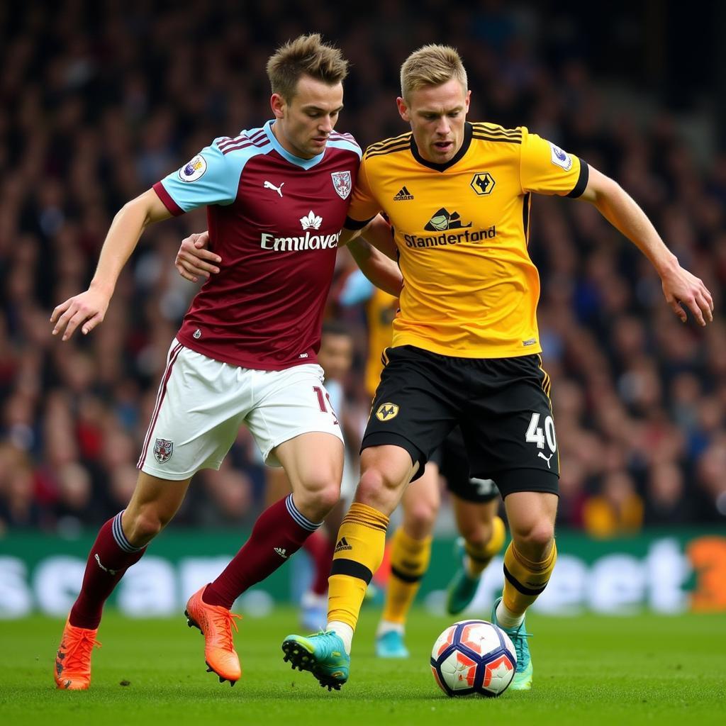 Haaland Challenges a Wolves Defender