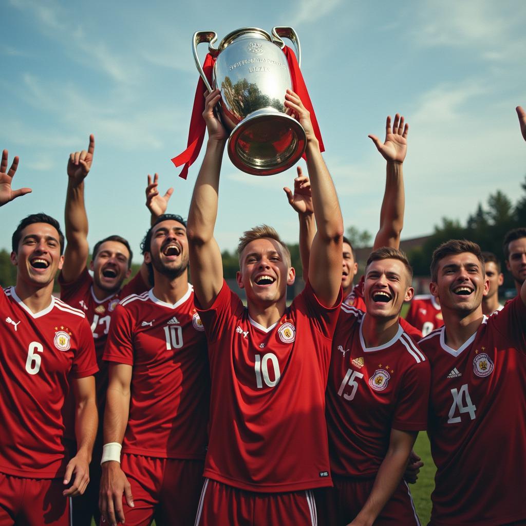 Haaland Lifting the Champions League Trophy